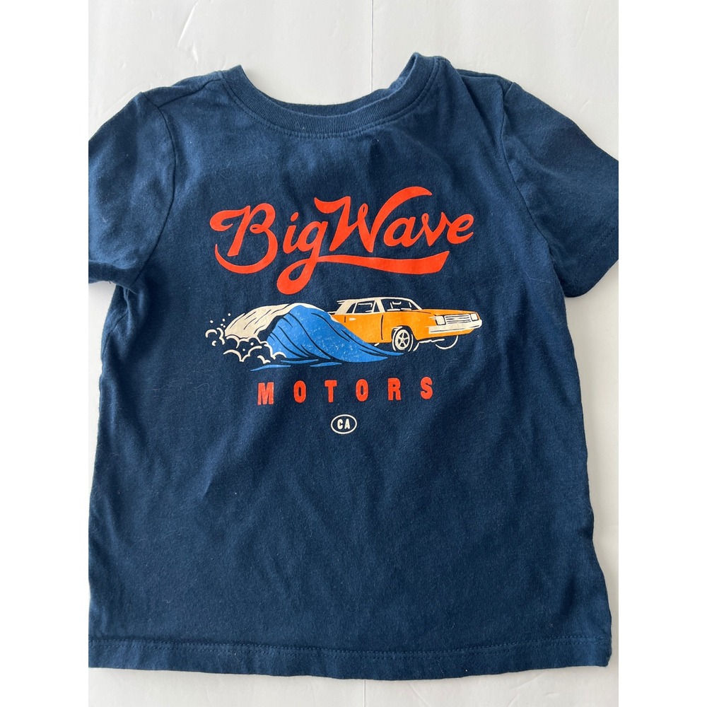 Old Navy Boys Navy Blue Big Wave Motors Graphic Tee Shirt 4T